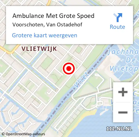 Locatie op kaart van de 112 melding: Ambulance Met Grote Spoed Naar Voorschoten, Van Ostadehof op 4 november 2022 10:01