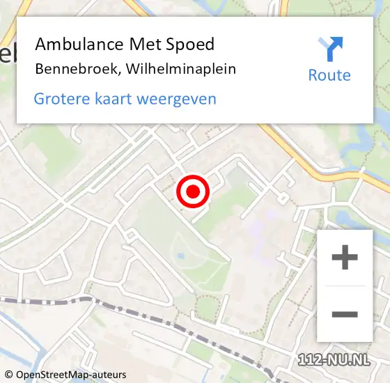 Locatie op kaart van de 112 melding: Ambulance Met Spoed Naar Bennebroek, Wilhelminaplein op 4 november 2022 10:40