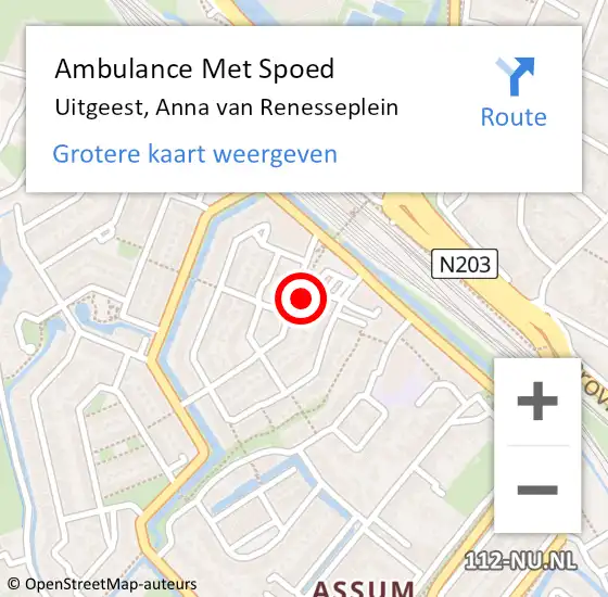 Locatie op kaart van de 112 melding: Ambulance Met Spoed Naar Uitgeest, Anna van Renesseplein op 4 november 2022 10:58