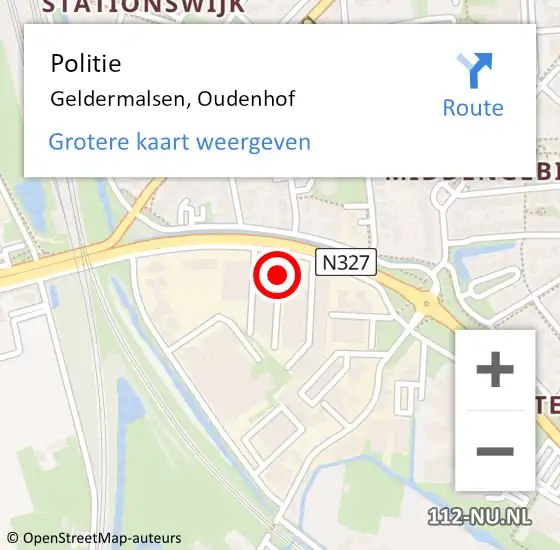 Locatie op kaart van de 112 melding: Politie Geldermalsen, Oudenhof op 4 november 2022 11:03