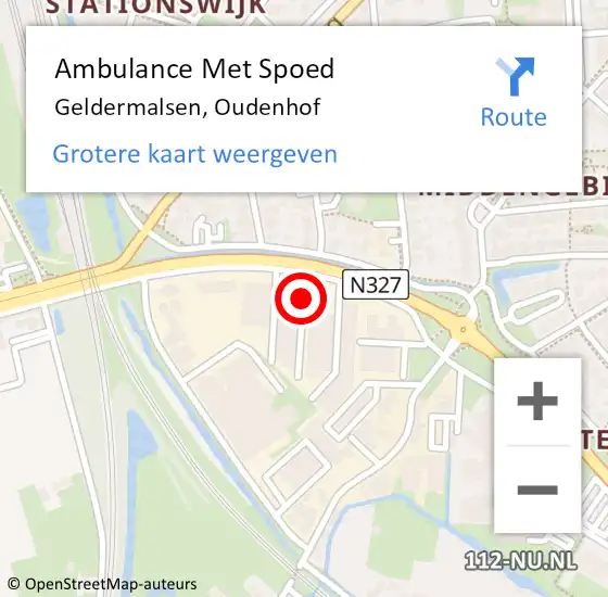 Locatie op kaart van de 112 melding: Ambulance Met Spoed Naar Geldermalsen, Oudenhof op 4 november 2022 11:11