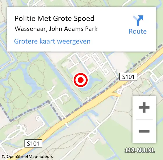 Locatie op kaart van de 112 melding: Politie Met Grote Spoed Naar Wassenaar, John Adams Park op 4 november 2022 11:16