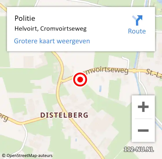 Locatie op kaart van de 112 melding: Politie Helvoirt, Cromvoirtseweg op 4 november 2022 11:34
