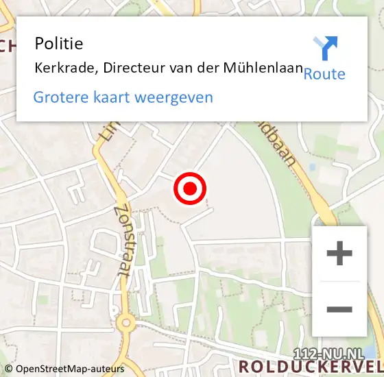 Locatie op kaart van de 112 melding: Politie Kerkrade, Directeur van der Mühlenlaan op 4 november 2022 11:43