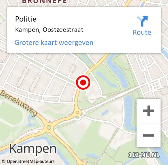 Locatie op kaart van de 112 melding: Politie Kampen, Oostzeestraat op 4 november 2022 11:44