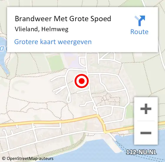 Locatie op kaart van de 112 melding: Brandweer Met Grote Spoed Naar Vlieland, Helmweg op 4 november 2022 11:54