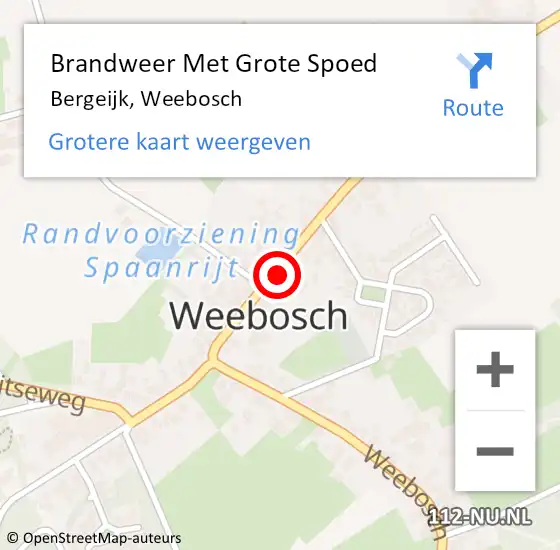 Locatie op kaart van de 112 melding: Brandweer Met Grote Spoed Naar Bergeijk, Weebosch op 4 november 2022 11:55