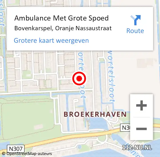 Locatie op kaart van de 112 melding: Ambulance Met Grote Spoed Naar Bovenkarspel, Oranje Nassaustraat op 4 november 2022 12:12