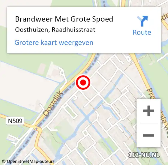 Locatie op kaart van de 112 melding: Brandweer Met Grote Spoed Naar Oosthuizen, Raadhuisstraat op 4 november 2022 12:14