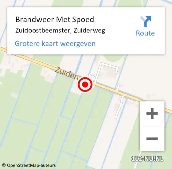 Locatie op kaart van de 112 melding: Brandweer Met Spoed Naar Zuidoostbeemster, Zuiderweg op 4 november 2022 12:33