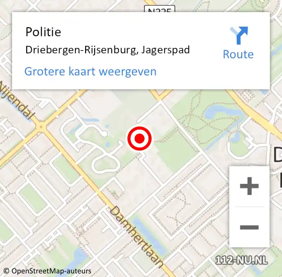 Locatie op kaart van de 112 melding: Politie Driebergen-Rijsenburg, Jagerspad op 4 november 2022 12:53