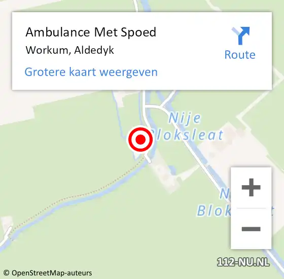 Locatie op kaart van de 112 melding: Ambulance Met Spoed Naar Workum, Aldedyk op 4 november 2022 12:57