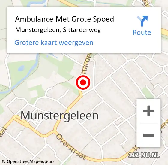 Locatie op kaart van de 112 melding: Ambulance Met Grote Spoed Naar Munstergeleen, Sittarderweg op 3 augustus 2014 21:36