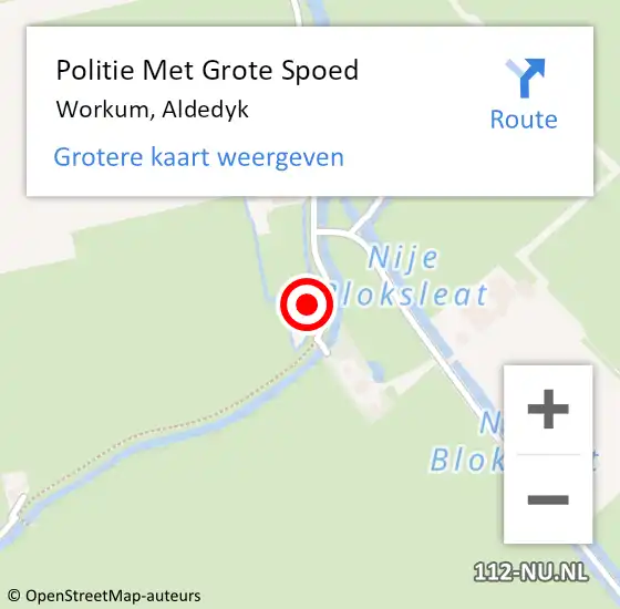 Locatie op kaart van de 112 melding: Politie Met Grote Spoed Naar Workum, Aldedyk op 4 november 2022 13:01