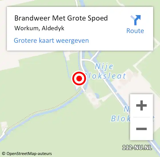 Locatie op kaart van de 112 melding: Brandweer Met Grote Spoed Naar Workum, Aldedyk op 4 november 2022 13:02