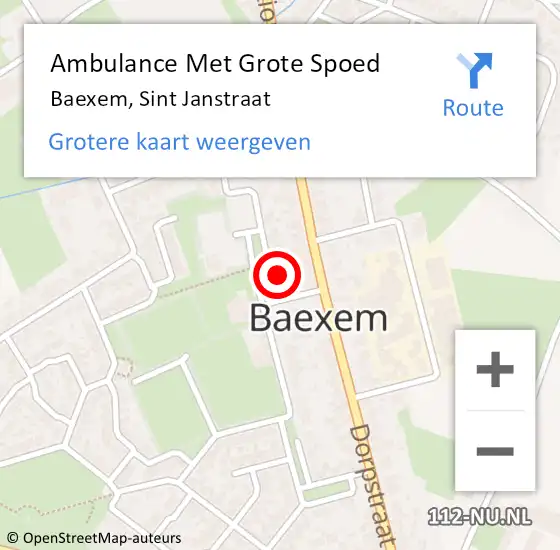 Locatie op kaart van de 112 melding: Ambulance Met Grote Spoed Naar Baexem, Sint Janstraat op 4 november 2022 13:09