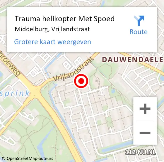 Locatie op kaart van de 112 melding: Trauma helikopter Met Spoed Naar Middelburg, Vrijlandstraat op 4 november 2022 13:44