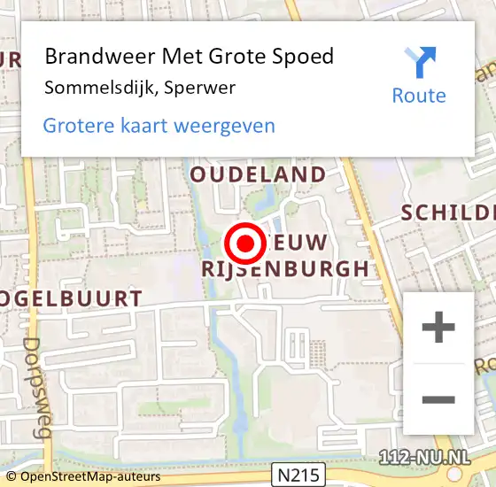 Locatie op kaart van de 112 melding: Brandweer Met Grote Spoed Naar Sommelsdijk, Sperwer op 4 november 2022 13:45