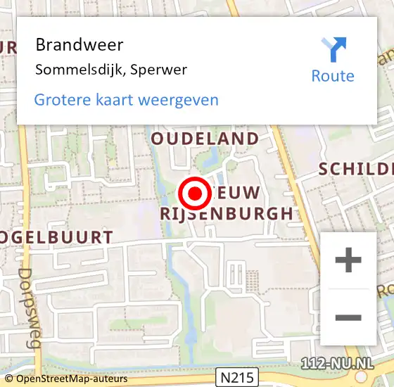 Locatie op kaart van de 112 melding: Brandweer Sommelsdijk, Sperwer op 4 november 2022 13:46