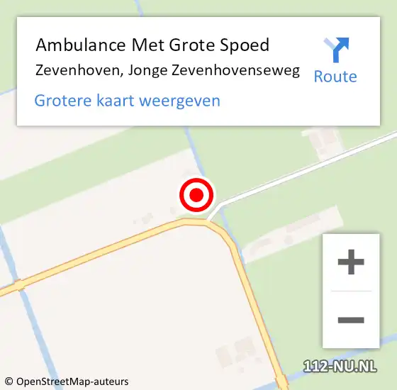 Locatie op kaart van de 112 melding: Ambulance Met Grote Spoed Naar Zevenhoven, Jonge Zevenhovenseweg op 4 november 2022 14:06