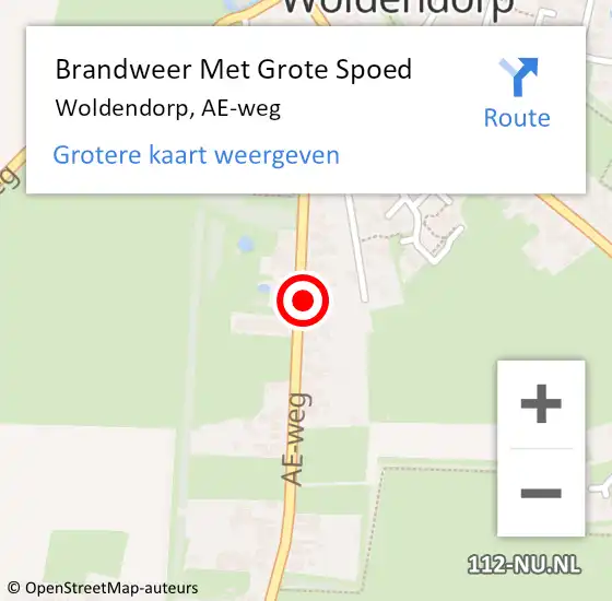 Locatie op kaart van de 112 melding: Brandweer Met Grote Spoed Naar Woldendorp, AE-weg op 4 november 2022 14:08