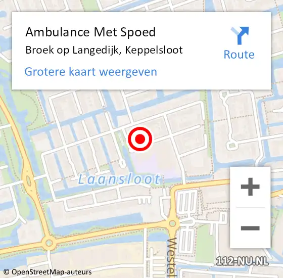 Locatie op kaart van de 112 melding: Ambulance Met Spoed Naar Broek op Langedijk, Keppelsloot op 4 november 2022 14:19