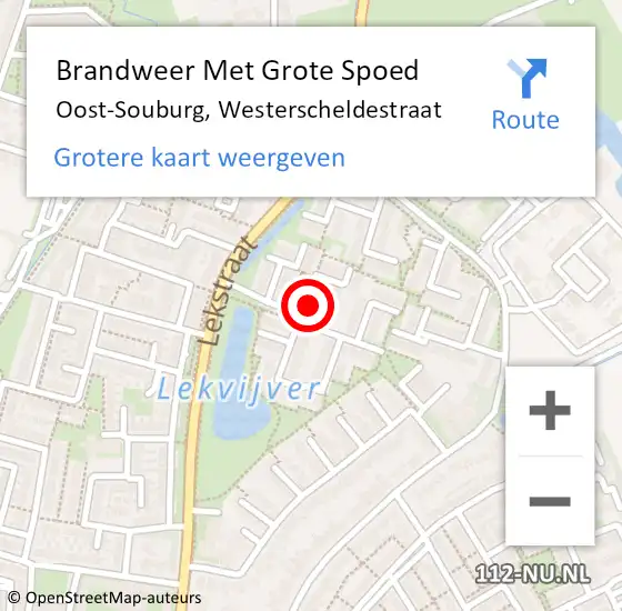 Locatie op kaart van de 112 melding: Brandweer Met Grote Spoed Naar Oost-Souburg, Westerscheldestraat op 4 november 2022 14:23