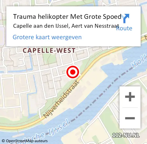 Locatie op kaart van de 112 melding: Trauma helikopter Met Grote Spoed Naar Capelle aan den IJssel, Aert van Nesstraat op 4 november 2022 14:40