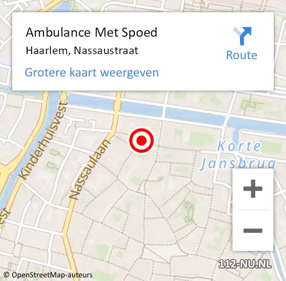 Locatie op kaart van de 112 melding: Ambulance Met Spoed Naar Haarlem, Nassaustraat op 4 november 2022 14:41