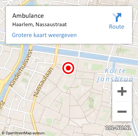 Locatie op kaart van de 112 melding: Ambulance Haarlem, Nassaustraat op 4 november 2022 14:43