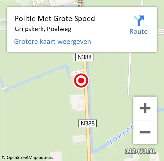 Locatie op kaart van de 112 melding: Politie Met Grote Spoed Naar Grijpskerk, Poelweg op 4 november 2022 14:55