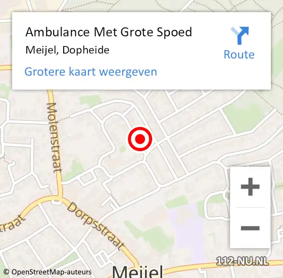 Locatie op kaart van de 112 melding: Ambulance Met Grote Spoed Naar Meijel, Dopheide op 3 augustus 2014 21:59