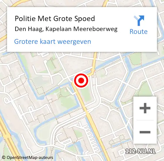 Locatie op kaart van de 112 melding: Politie Met Grote Spoed Naar Den Haag, Kapelaan Meereboerweg op 4 november 2022 15:16