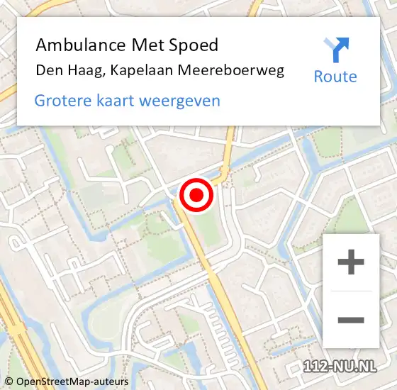 Locatie op kaart van de 112 melding: Ambulance Met Spoed Naar Den Haag, Kapelaan Meereboerweg op 4 november 2022 15:21