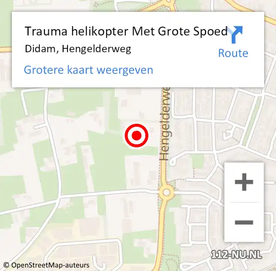 Locatie op kaart van de 112 melding: Trauma helikopter Met Grote Spoed Naar Didam, Hengelderweg op 4 november 2022 15:29