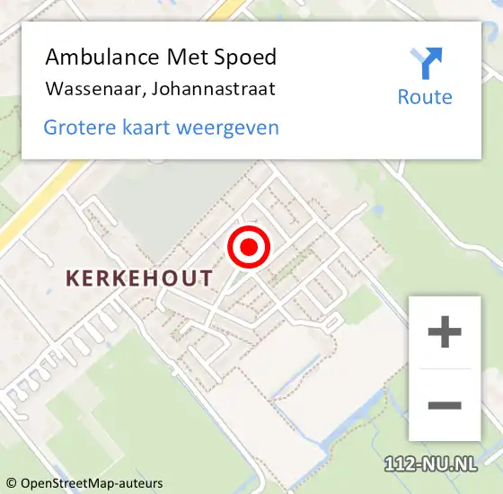 Locatie op kaart van de 112 melding: Ambulance Met Spoed Naar Wassenaar, Johannastraat op 3 augustus 2014 22:05