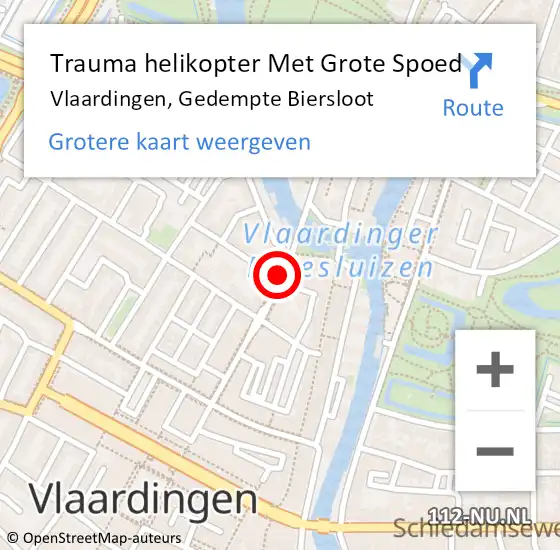 Locatie op kaart van de 112 melding: Trauma helikopter Met Grote Spoed Naar Vlaardingen, Gedempte Biersloot op 4 november 2022 15:51