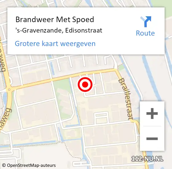 Locatie op kaart van de 112 melding: Brandweer Met Spoed Naar 's-Gravenzande, Edisonstraat op 4 november 2022 15:52