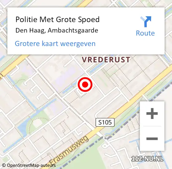 Locatie op kaart van de 112 melding: Politie Met Grote Spoed Naar Den Haag, Ambachtsgaarde op 4 november 2022 15:58