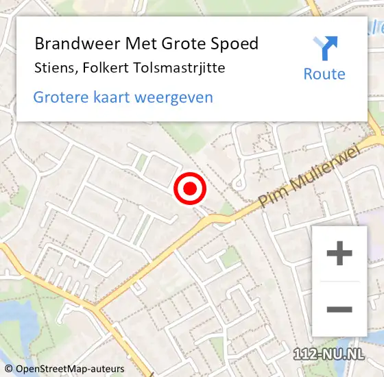 Locatie op kaart van de 112 melding: Brandweer Met Grote Spoed Naar Stiens, Folkert Tolsmastrjitte op 4 november 2022 16:06