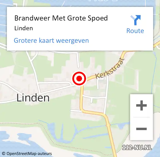 Locatie op kaart van de 112 melding: Brandweer Met Grote Spoed Naar Linden op 4 november 2022 16:06