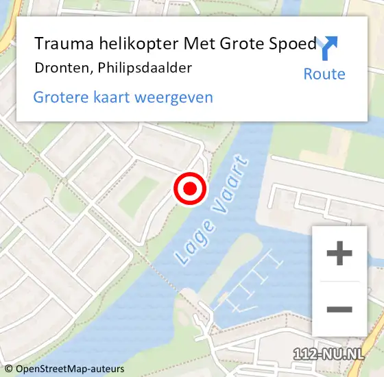 Locatie op kaart van de 112 melding: Trauma helikopter Met Grote Spoed Naar Dronten, Philipsdaalder op 4 november 2022 16:07