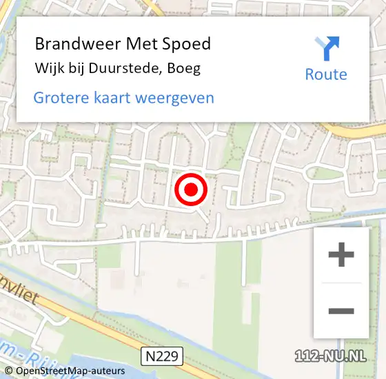 Locatie op kaart van de 112 melding: Brandweer Met Spoed Naar Wijk bij Duurstede, Boeg op 4 november 2022 16:14