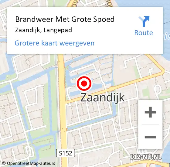 Locatie op kaart van de 112 melding: Brandweer Met Grote Spoed Naar Zaandijk, Langepad op 4 november 2022 16:21