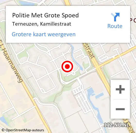 Locatie op kaart van de 112 melding: Politie Met Grote Spoed Naar Terneuzen, Kamillestraat op 4 november 2022 16:22