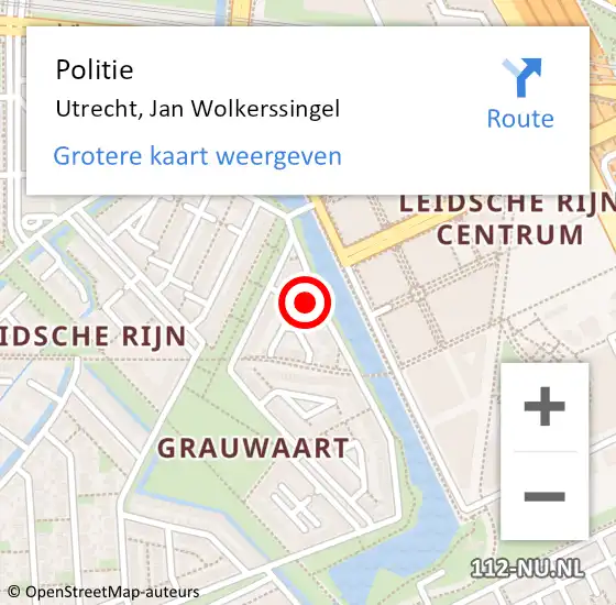 Locatie op kaart van de 112 melding: Politie Utrecht, Jan Wolkerssingel op 4 november 2022 16:26