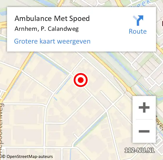 Locatie op kaart van de 112 melding: Ambulance Met Spoed Naar Arnhem, P. Calandweg op 4 november 2022 16:28