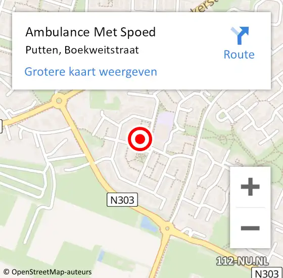 Locatie op kaart van de 112 melding: Ambulance Met Spoed Naar Putten, Boekweitstraat op 4 november 2022 16:46