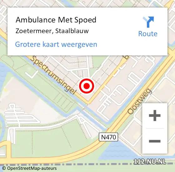 Locatie op kaart van de 112 melding: Ambulance Met Spoed Naar Zoetermeer, Staalblauw op 4 november 2022 16:51