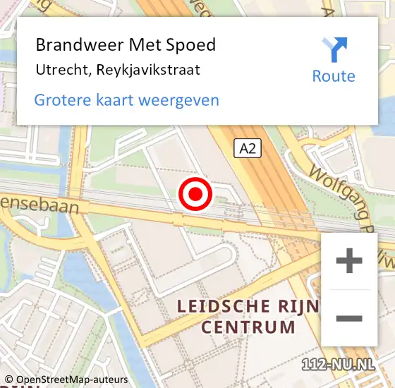 Locatie op kaart van de 112 melding: Brandweer Met Spoed Naar Utrecht, Reykjavikstraat op 4 november 2022 16:54